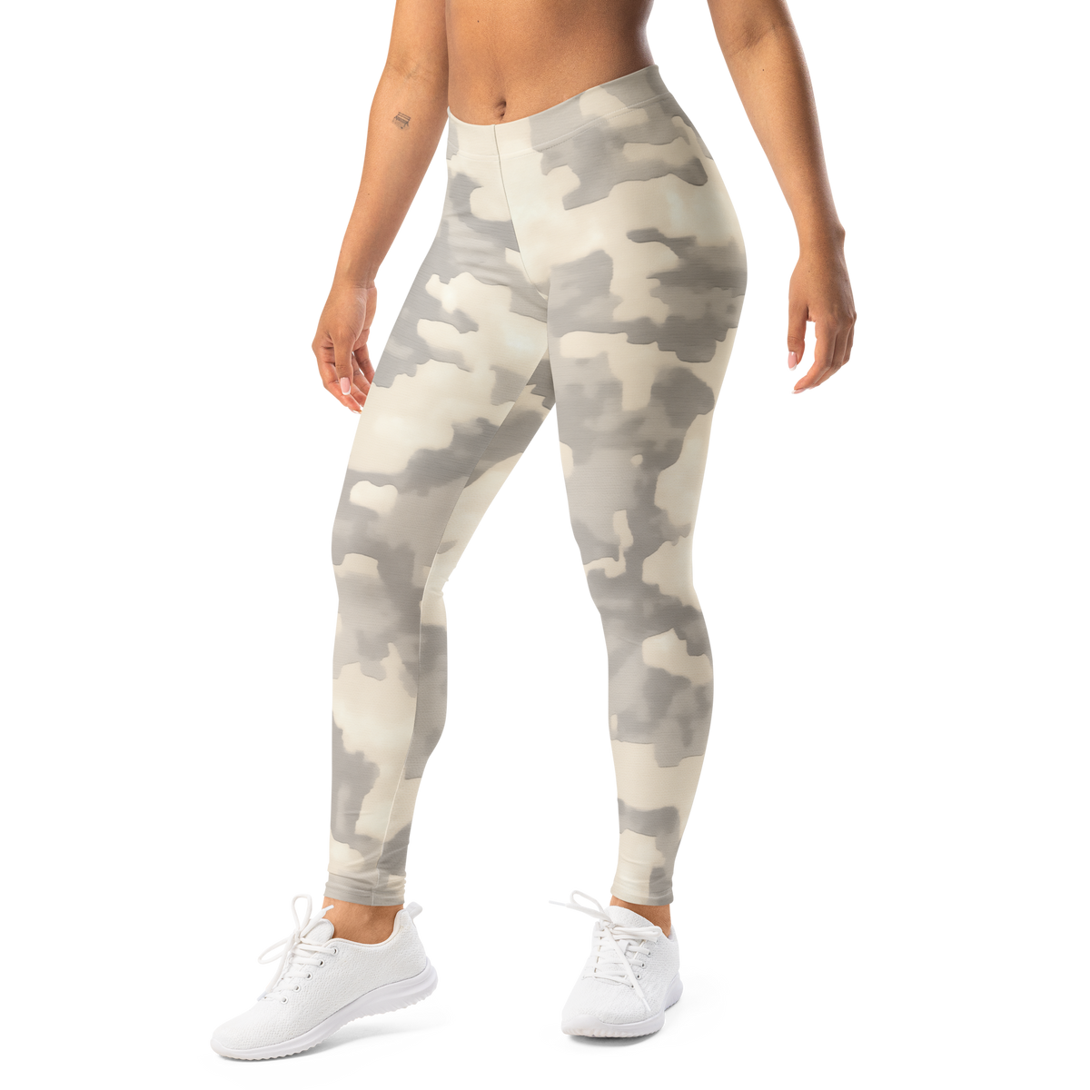 Digosta Diffusion Beige mid-rise comfort leggings, left-front view.