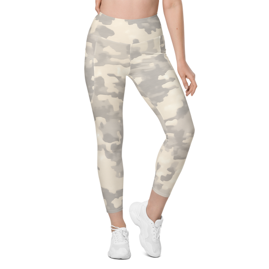 Digosta — Diffusion · Beige high-waisted pocket leggings, front view.
