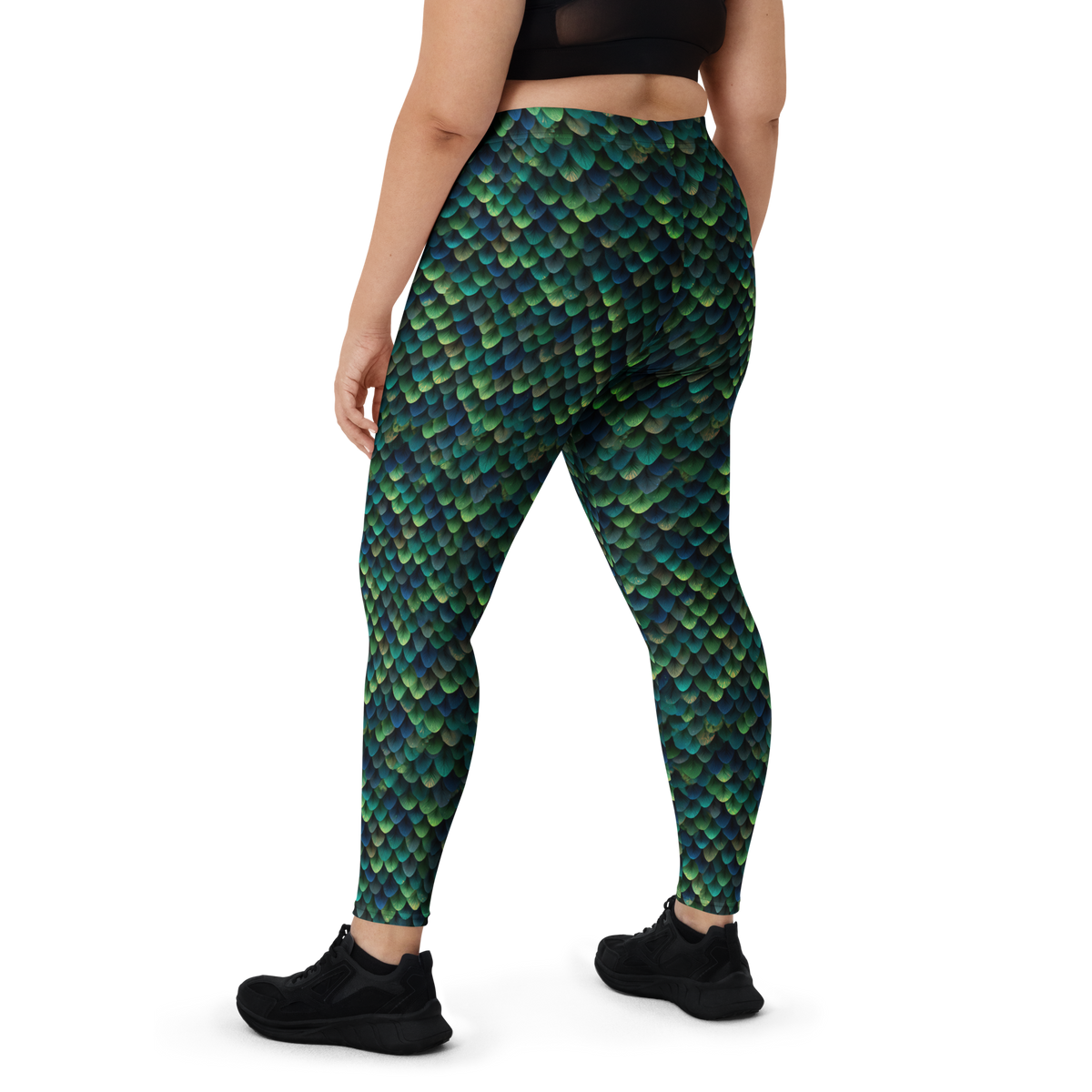 Draco Green mid-rise comfort leggings, oversize-fit back view.