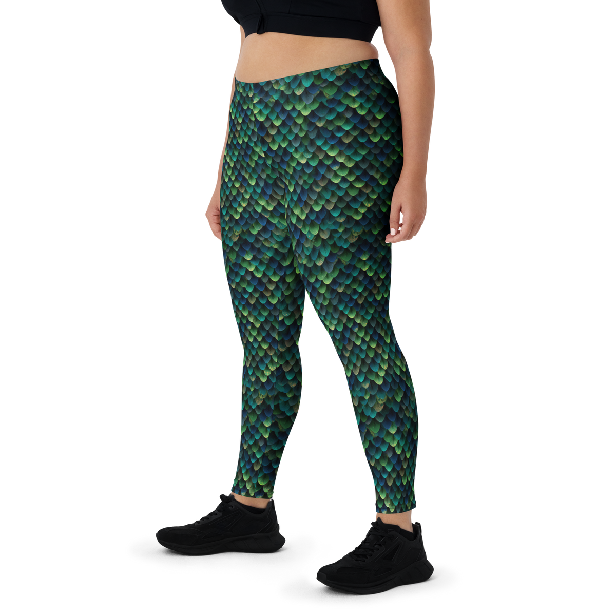Draco Green mid-rise comfort leggings, oversize-fit front view.