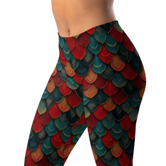 Draco · Red mid-rise everyday leggings, waistband and pattern detail.