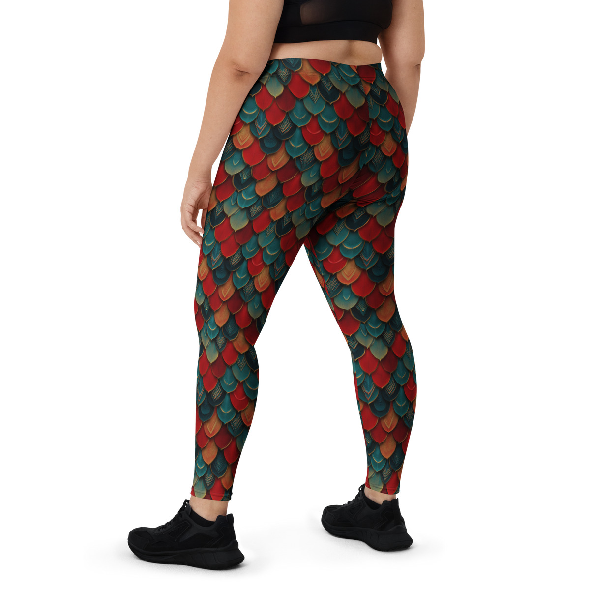 Draco Red mid-rise comfort leggings, oversize-fit back view.