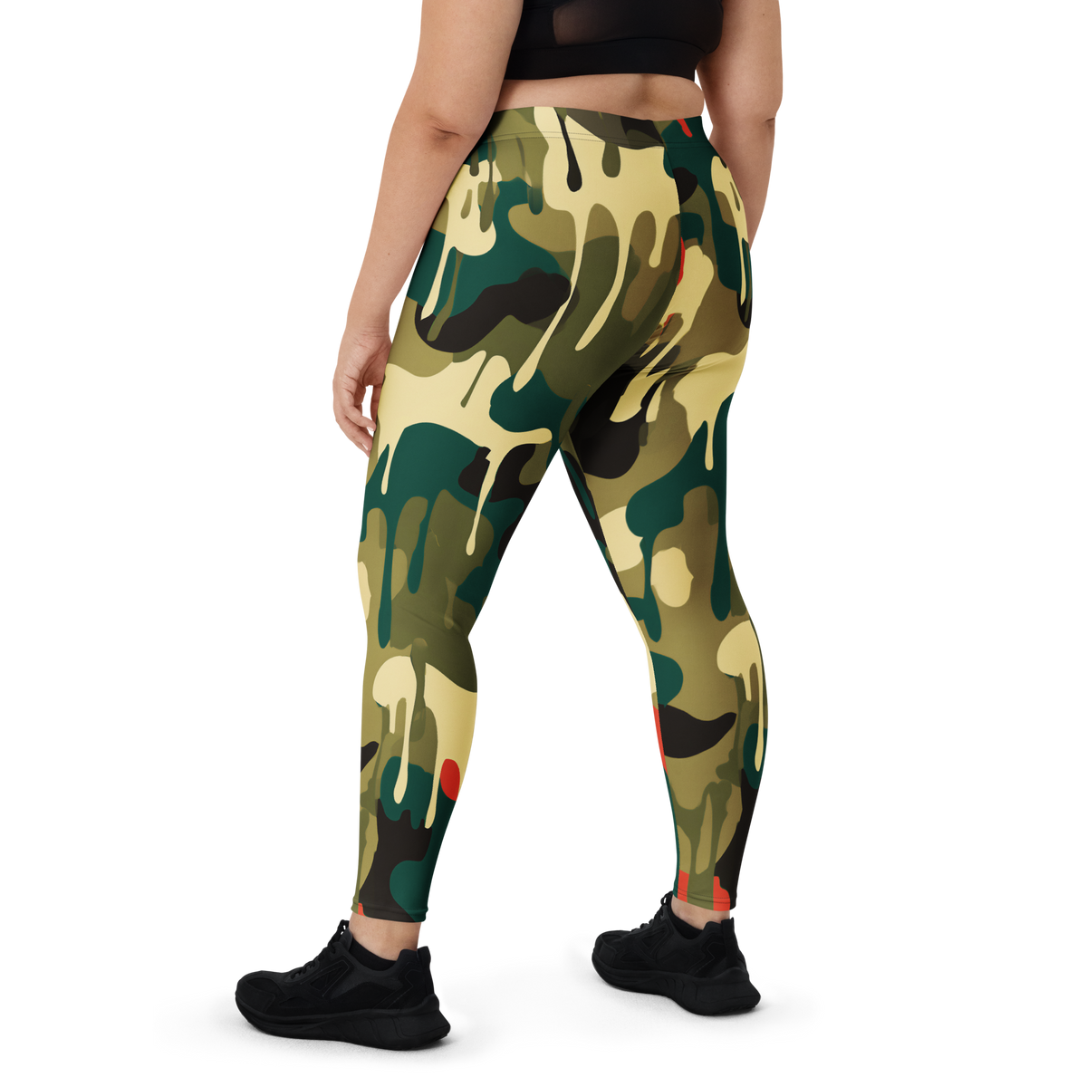 Dripp Botanical Voltage camouflage mid-rise comfort leggings, oversize-fit back view.