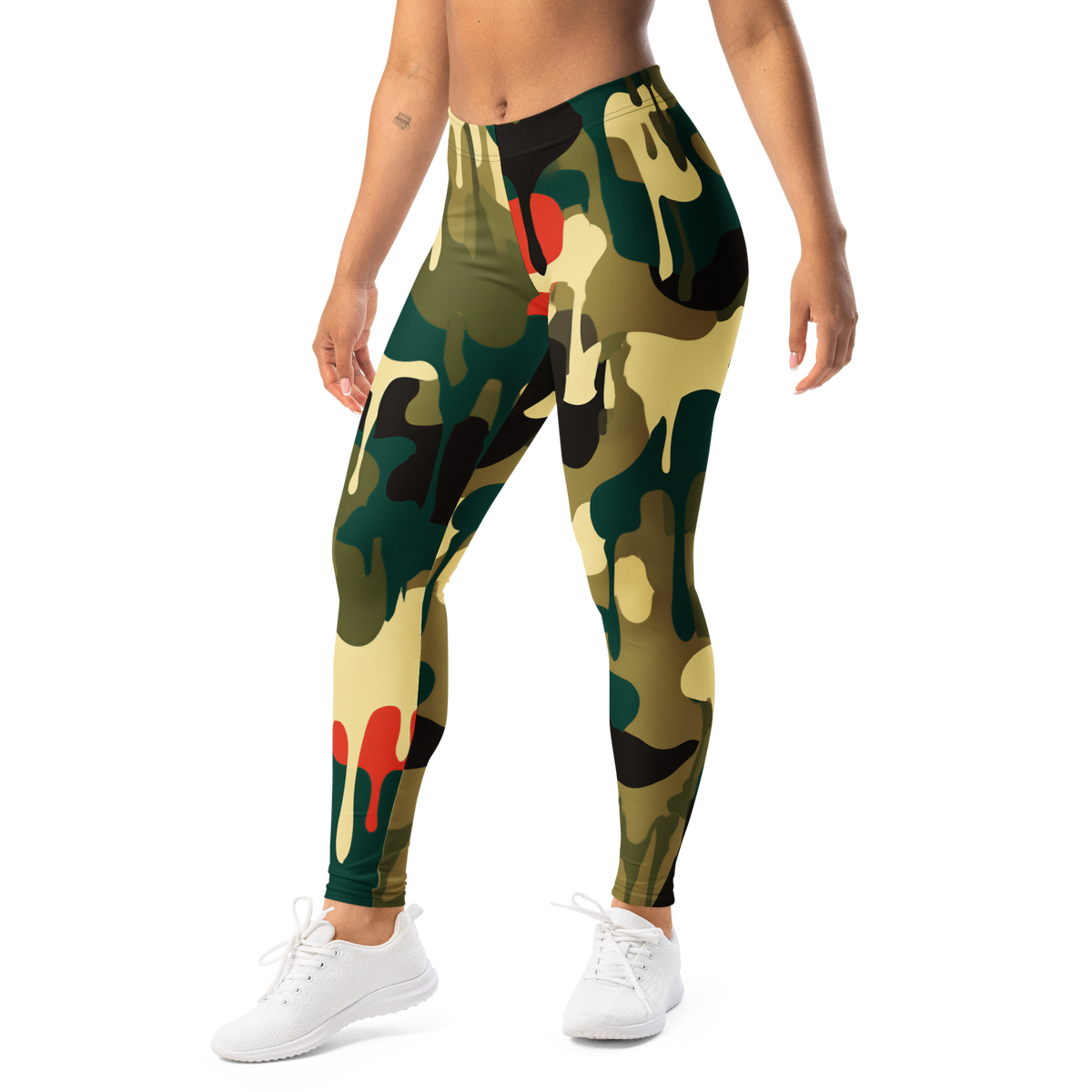 Dripp · Botanical Voltage mid-rise everyday leggings, left-front view.