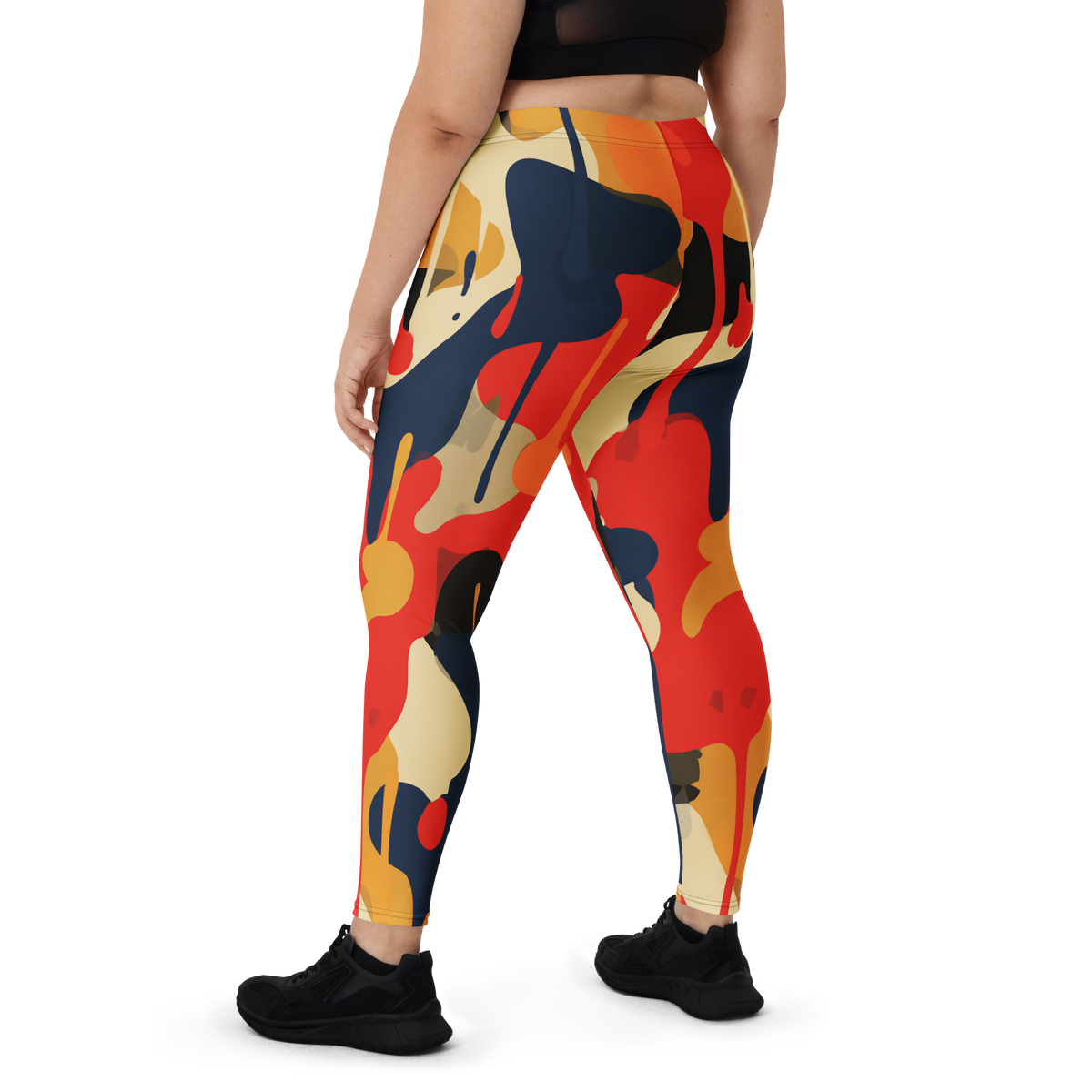 Dripp Primary Shift camouflage mid-rise comfort leggings, oversize-fit back view.
