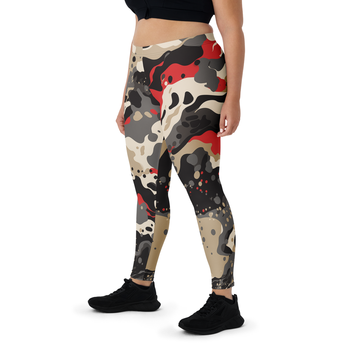 Spatta Scarfhold camouflage mid-rise comfort leggings, oversize-fit front view.