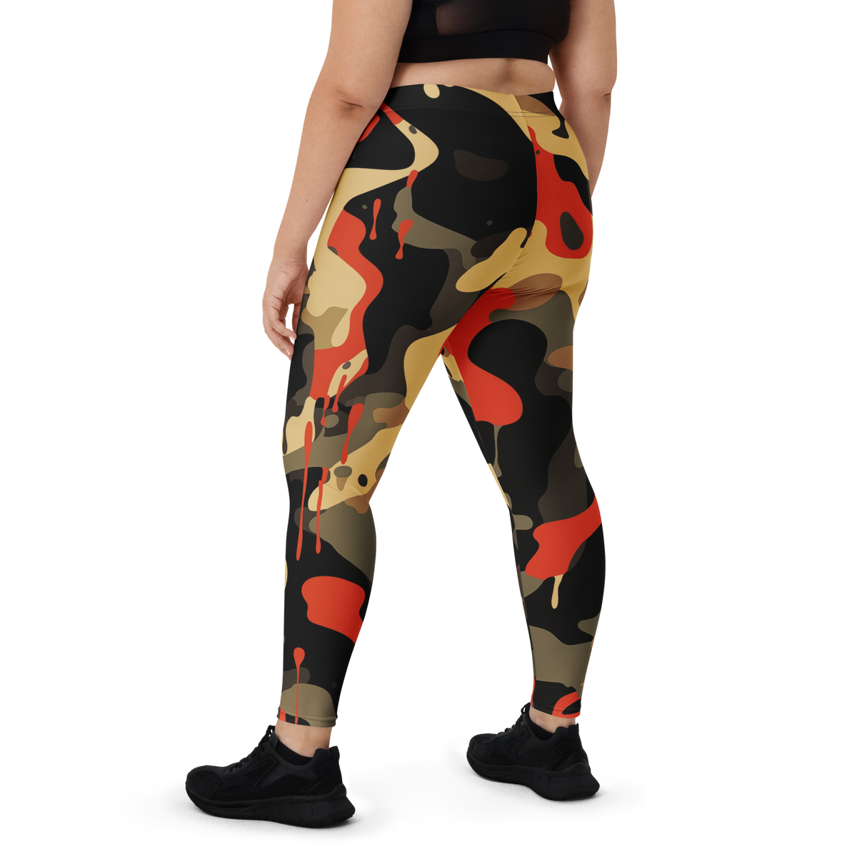 Dripp Scarfhold camouflage mid-rise comfort leggings, oversize-fit back view.