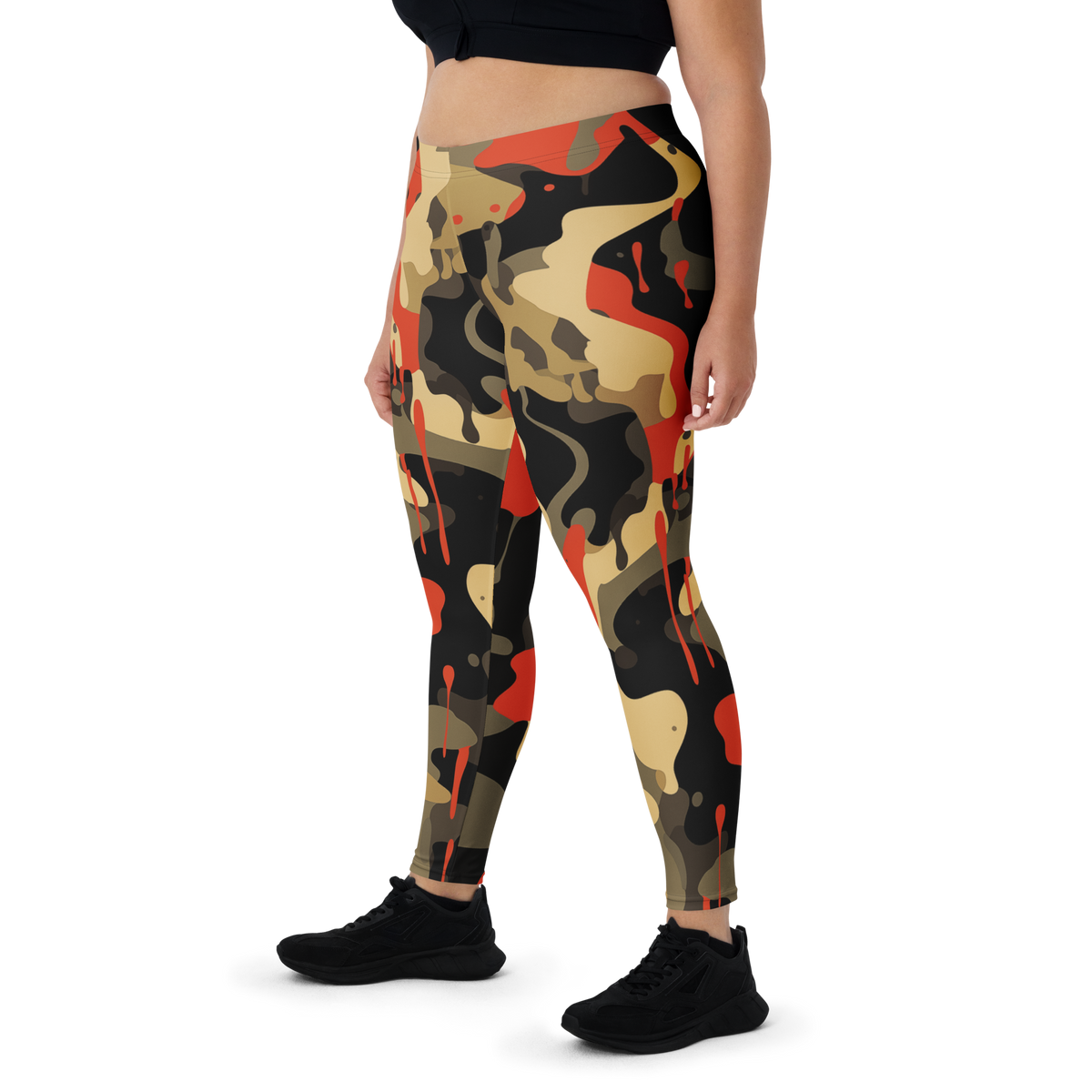 Dripp Scarfhold camouflage mid-rise comfort leggings, oversize-fit front view.