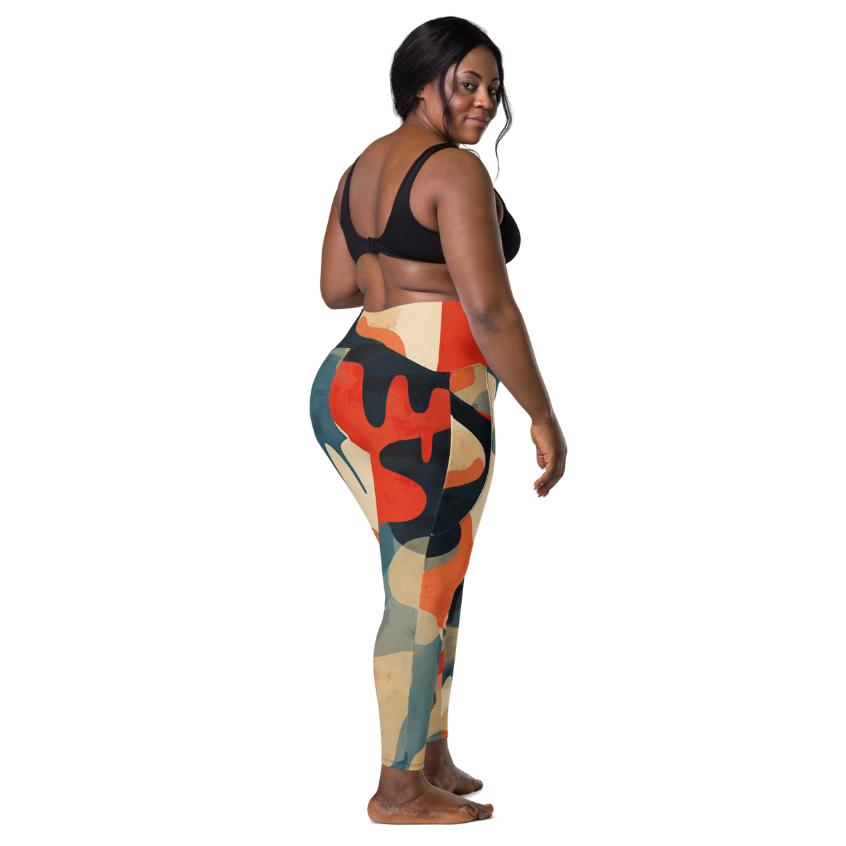 Dripp Tidal Signal camouflage high-waisted pocket leggings, larger-model back view.