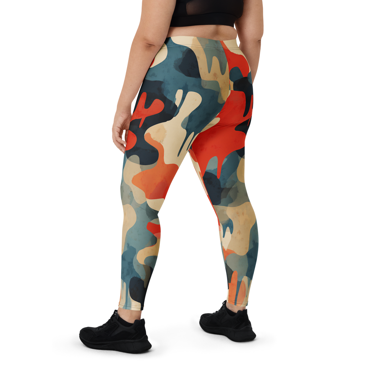 Dripp Tidal Signal camouflage mid-rise comfort leggings, oversize-fit back view.