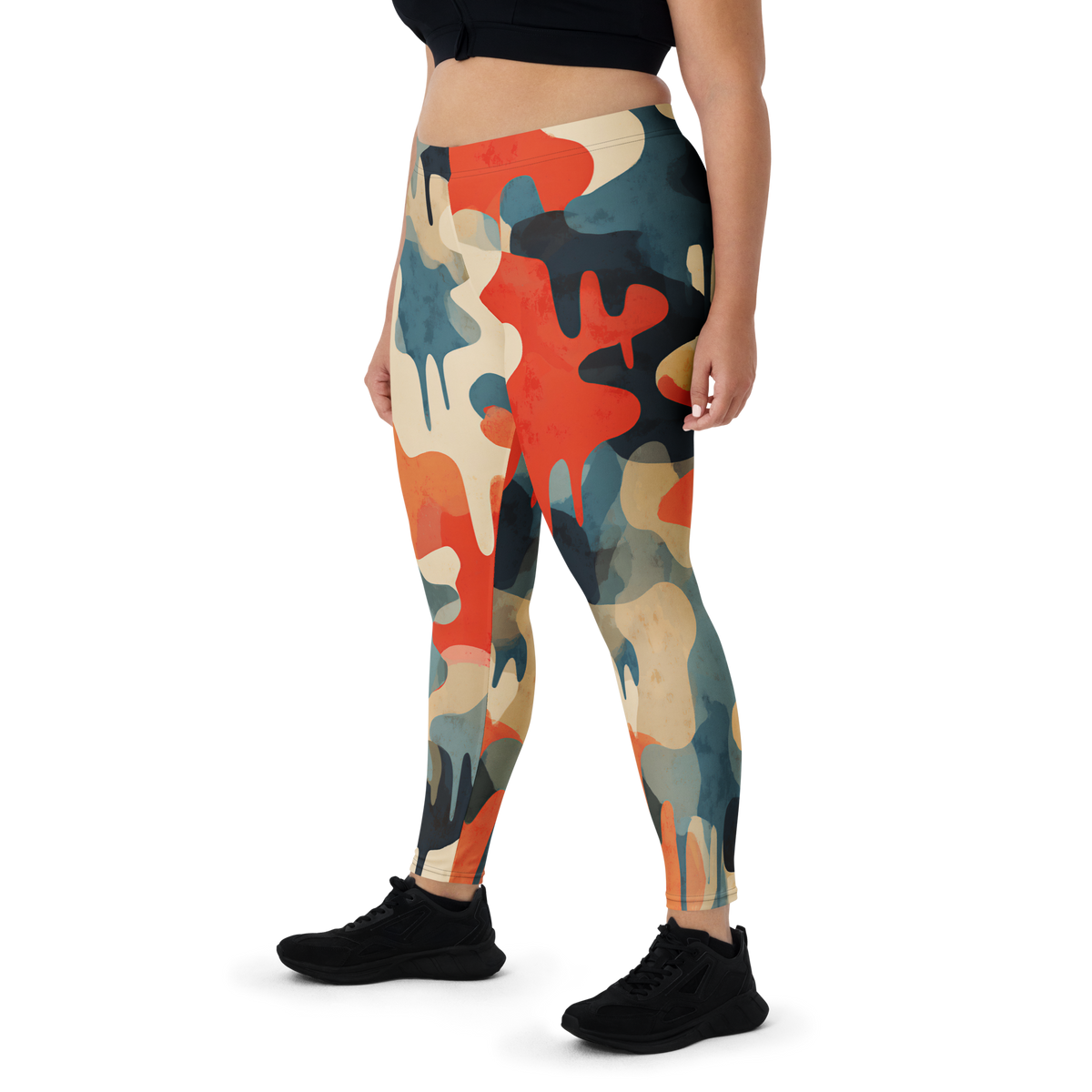 Dripp Tidal Signal camouflage mid-rise comfort leggings, oversize-fit front view.