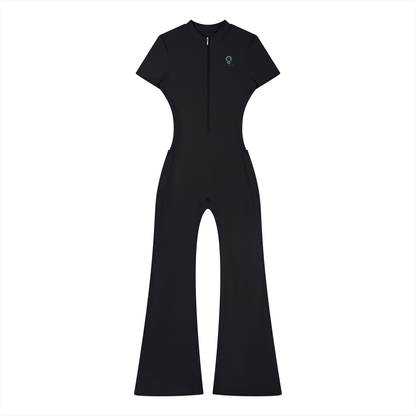 Women’s Tight Flared Leg Quarter-Zip Jumpsuit