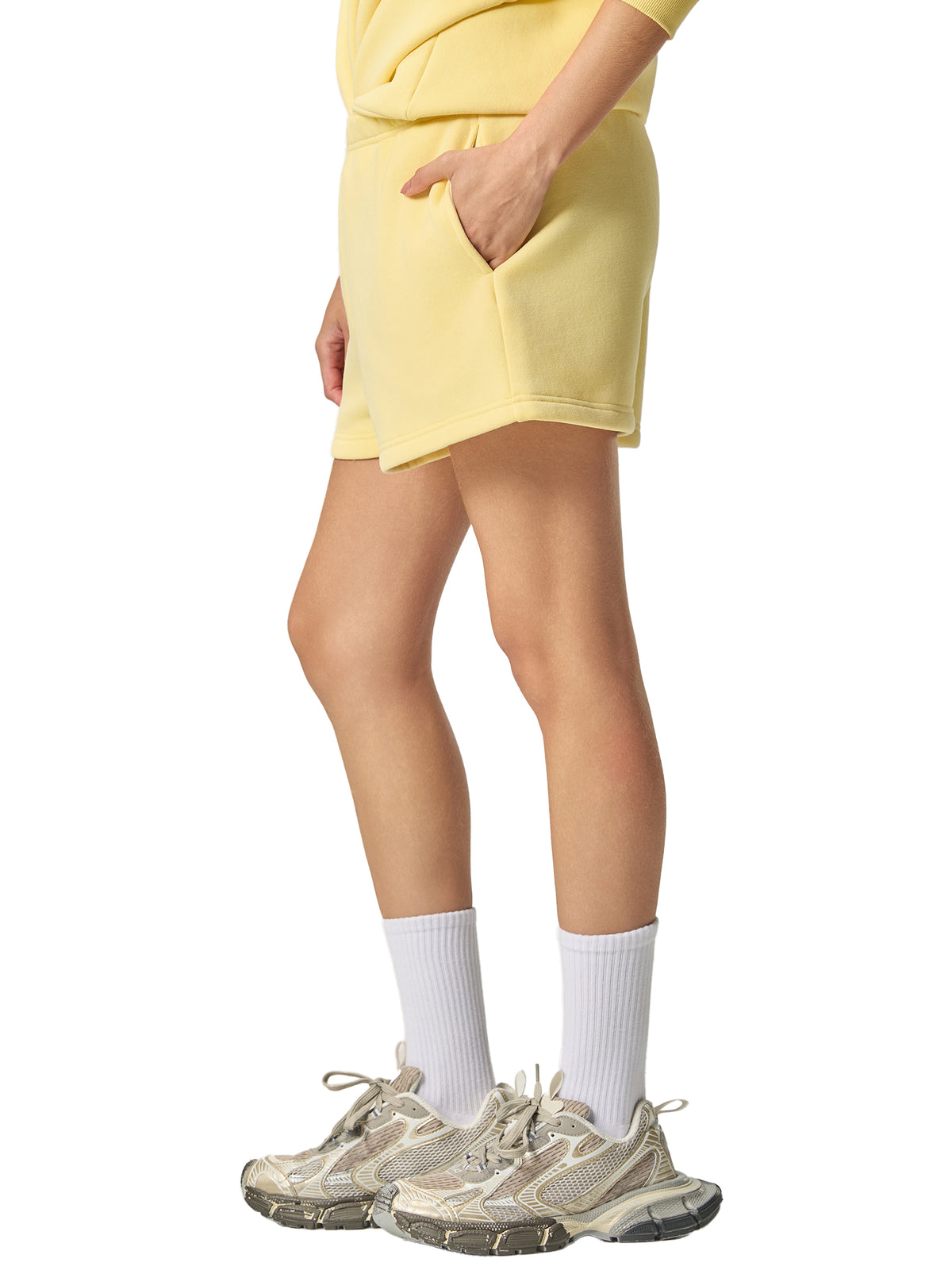 Women’s Essential Fleece Drawstring Sweatshorts — side view