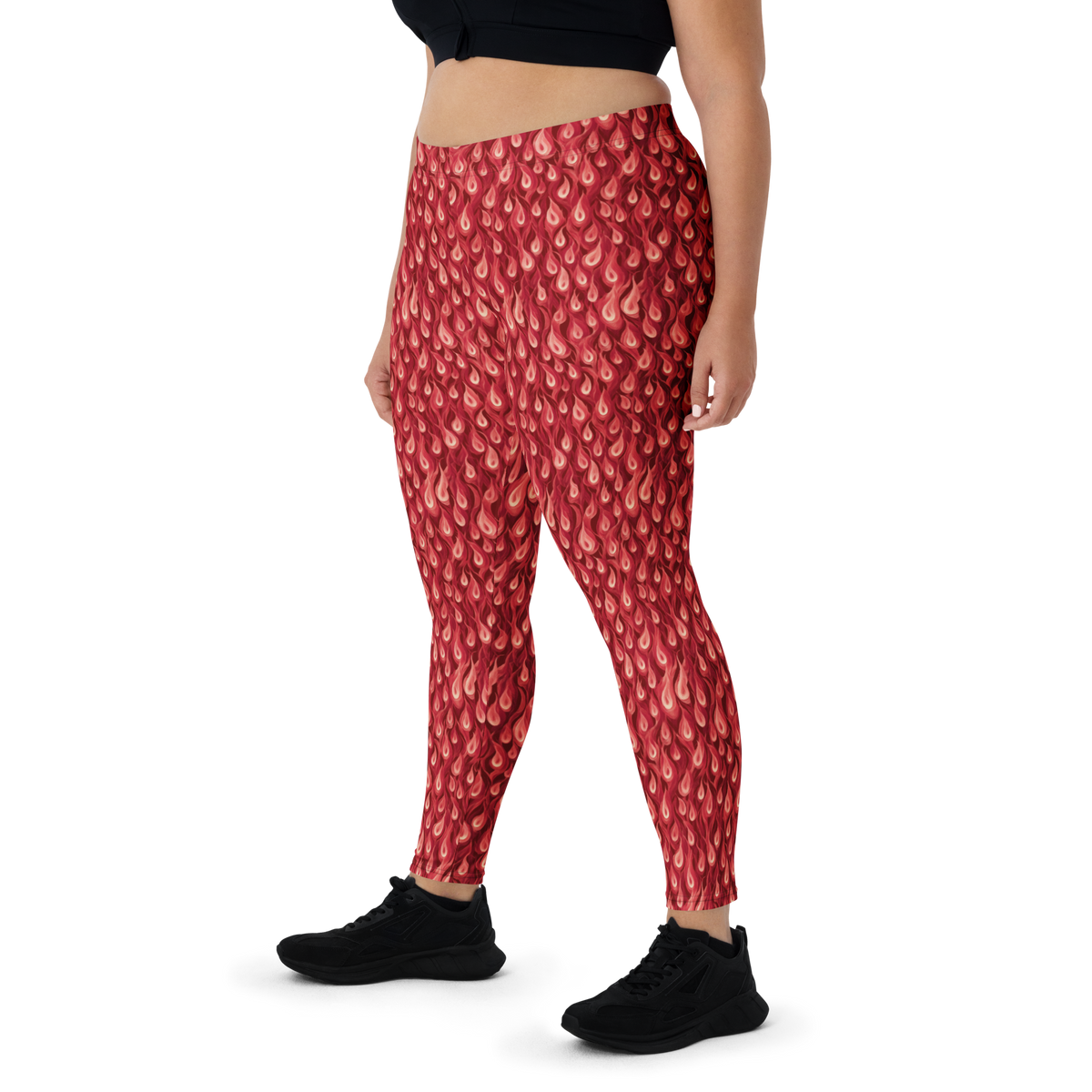Flamelette Red A1 mid-rise comfort leggings, oversize-fit front view.