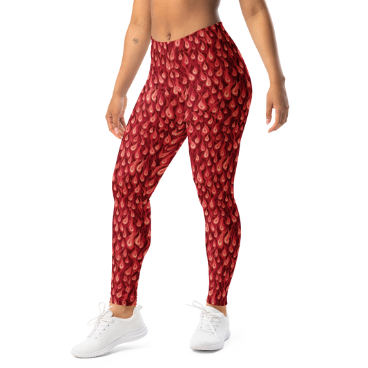 Flamelette Red mid-rise everyday leggings, left-front view.