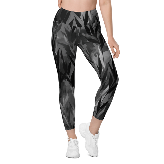Gardenia · Greyscale high-waisted pocket leggings, front view.