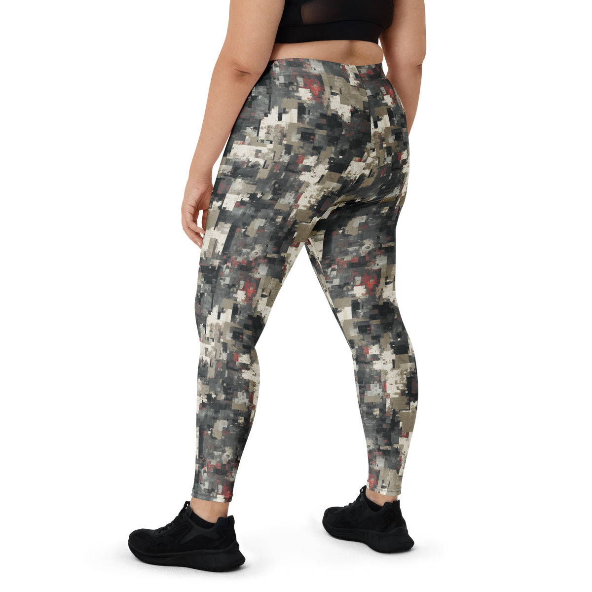 Glitchette Scarfhold camouflage mid-rise comfort leggings, oversize-fit back view.