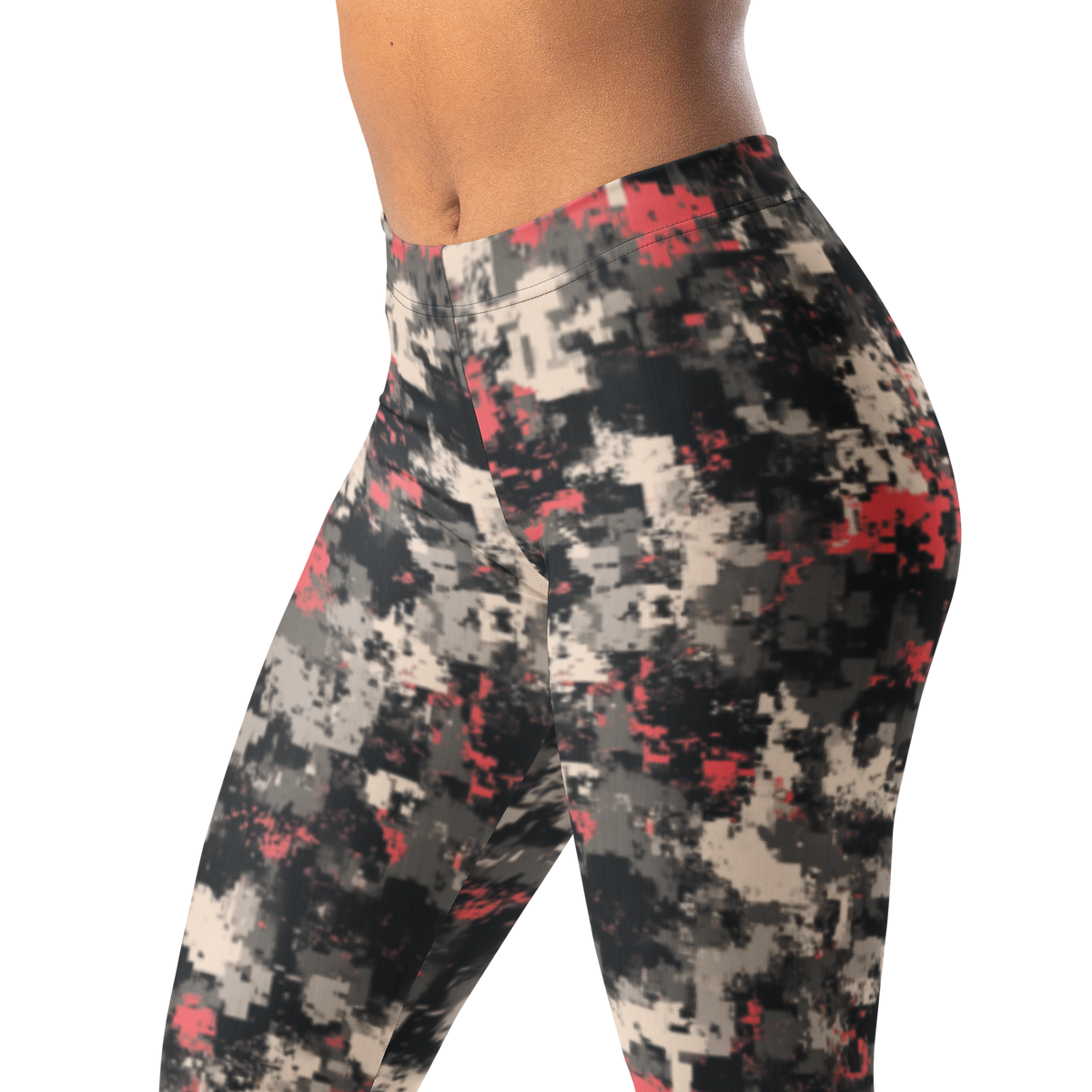 Glitchette · Scarfhold Palette mid-rise everyday leggings, waistband and pattern detail.