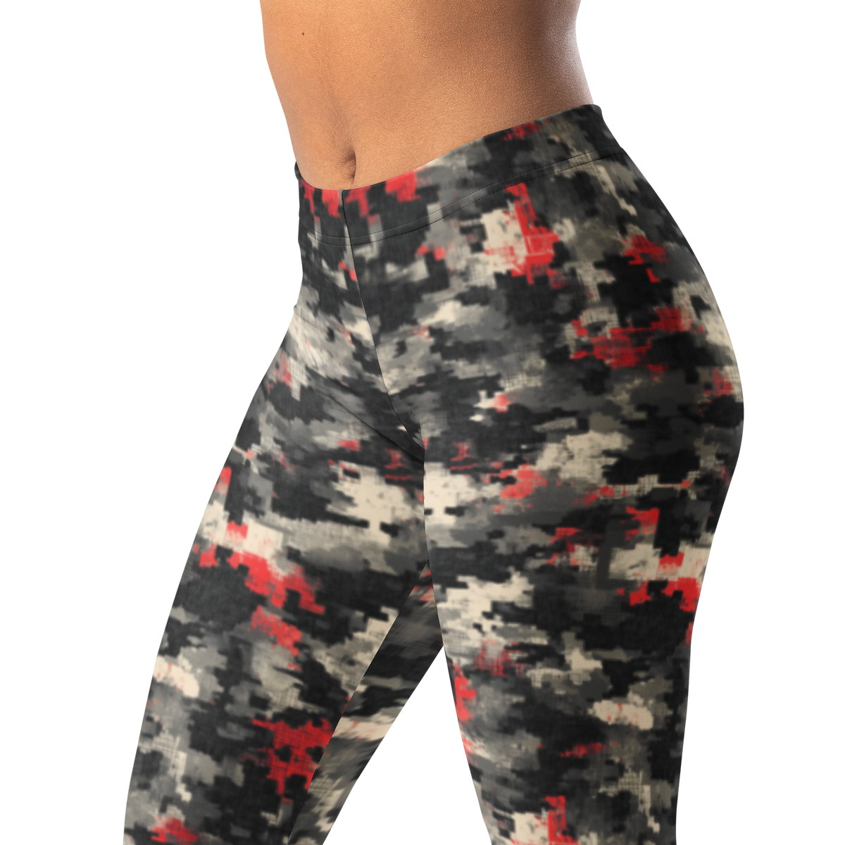 Glitchette · Scarfhold Palette mid-rise everyday leggings, waistband and pattern detail.