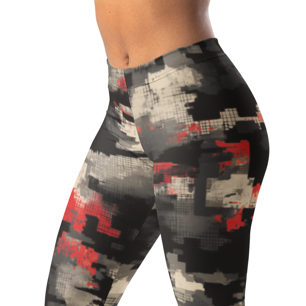 Glitchette · Scarfhold Palette mid-rise everyday leggings, waistband and pattern detail.