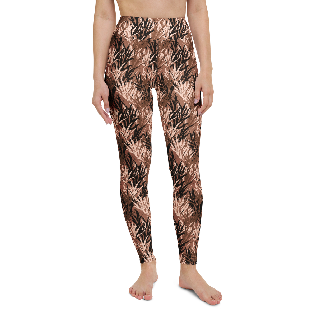 Grassland · Relaxed Elegance high-waisted yoga leggings, straight front view, barefoot.