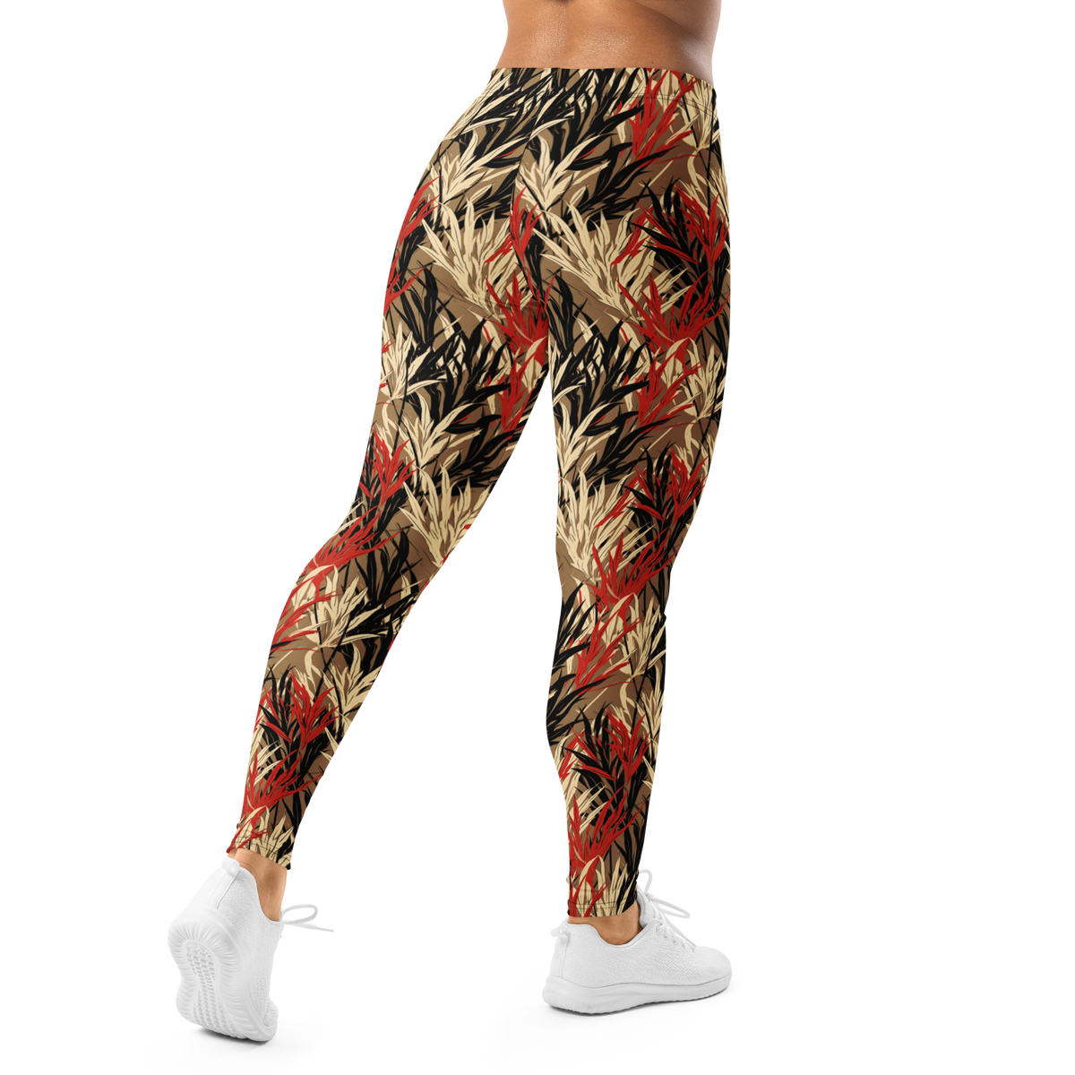 Grassland Scarfhold mid-rise comfort leggings, back view.