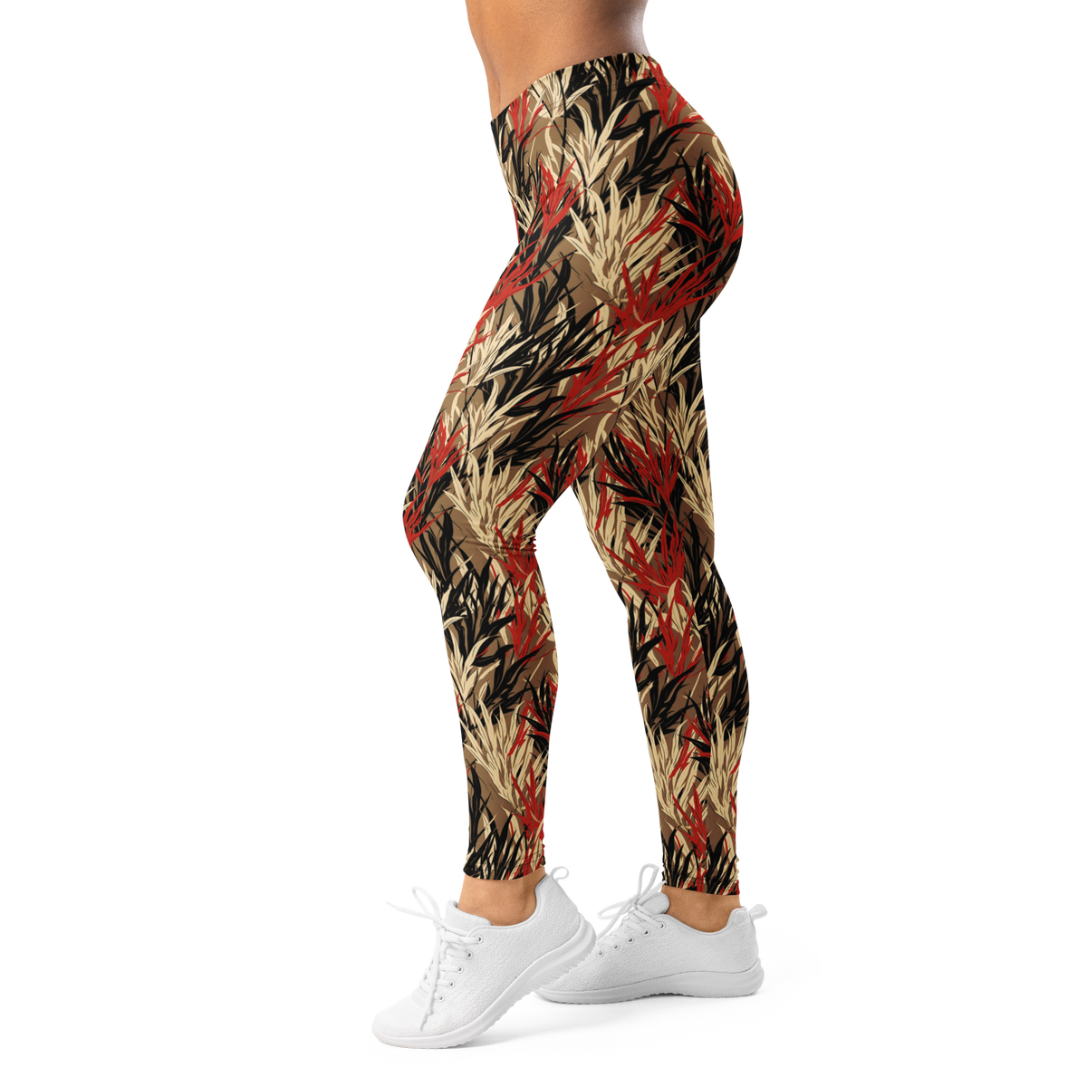 Grassland Scarfhold mid-rise comfort leggings, left-side view.