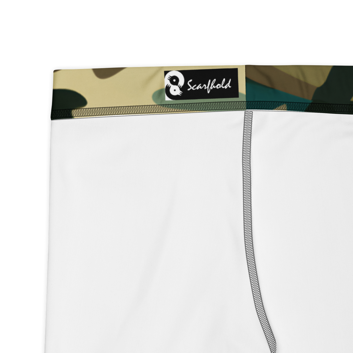 Gulf Botanical Voltage camouflage mid-rise comfort leggings, fabric and construction details.