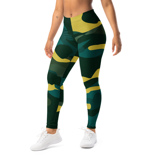 Gulf · Botanical Voltage mid-rise everyday leggings, left-front view.