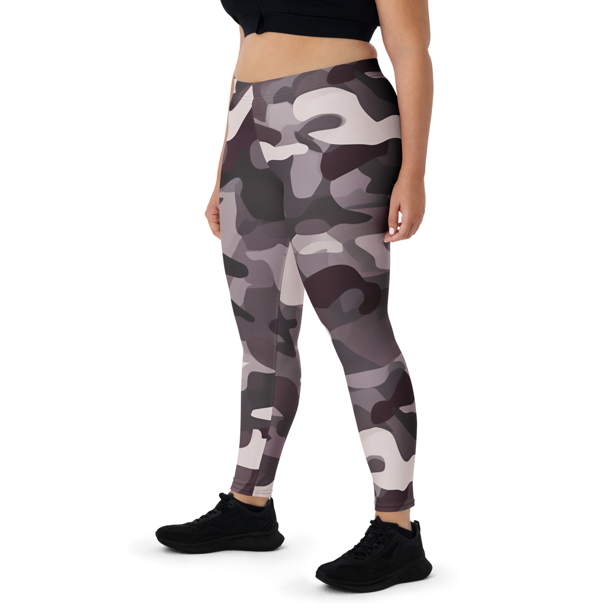 Gulf City Reserve camouflage mid-rise comfort leggings, oversize-fit front view.