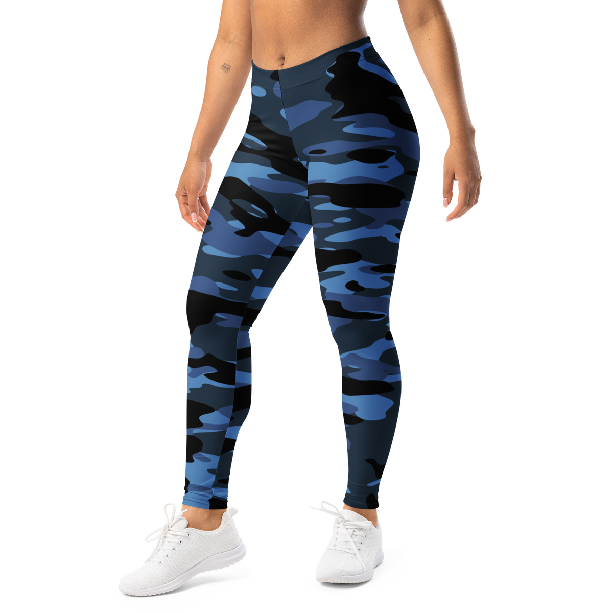 Gulf Classic Blue comfort leggings, front view.