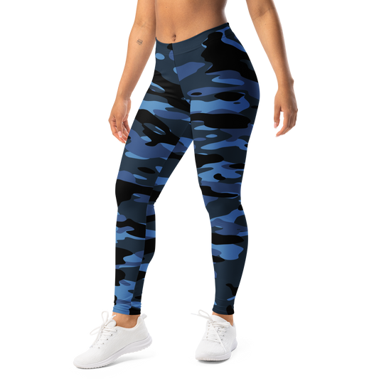 Gulf Classic Blue comfort leggings, front view.