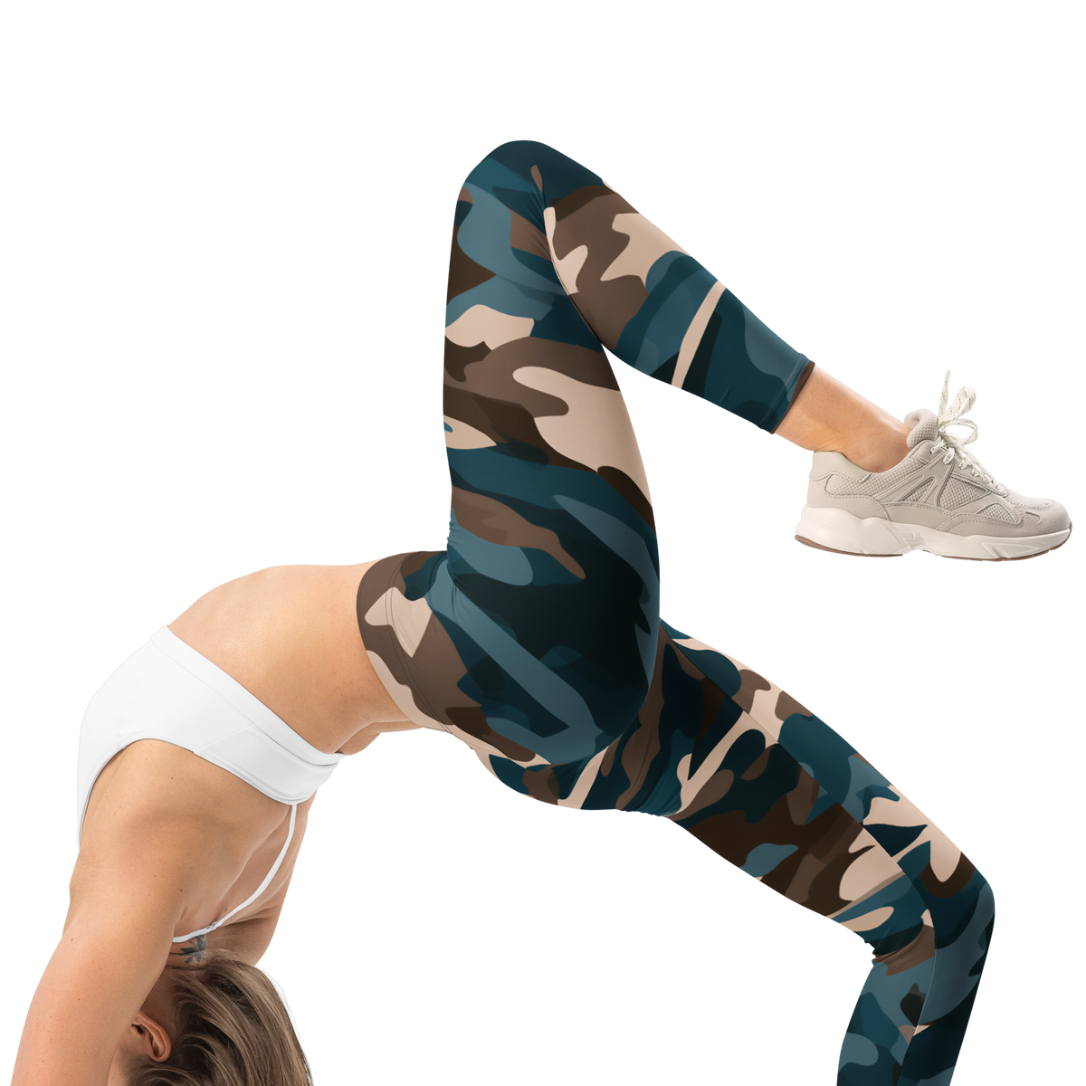 Gulf Dusk Transit camouflage mid-rise comfort leggings, right-side view.