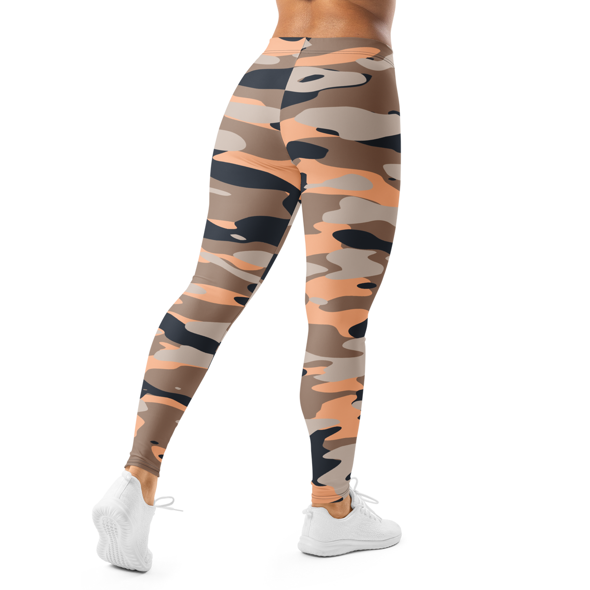 Gulf Flavour-Full camouflage mid-rise comfort leggings, back view.
