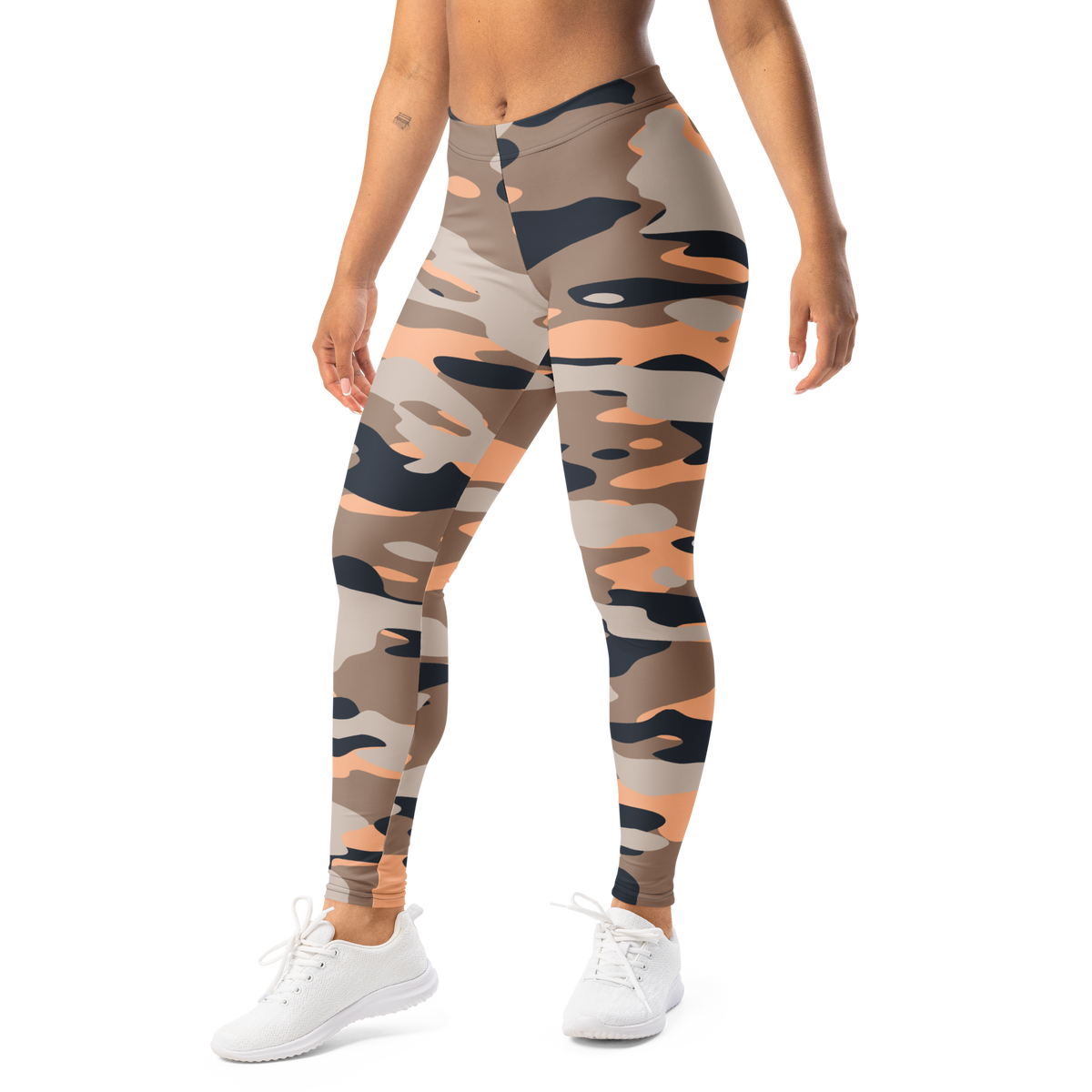 Gulf Flavour-Full camouflage mid-rise comfort leggings, left-front view.