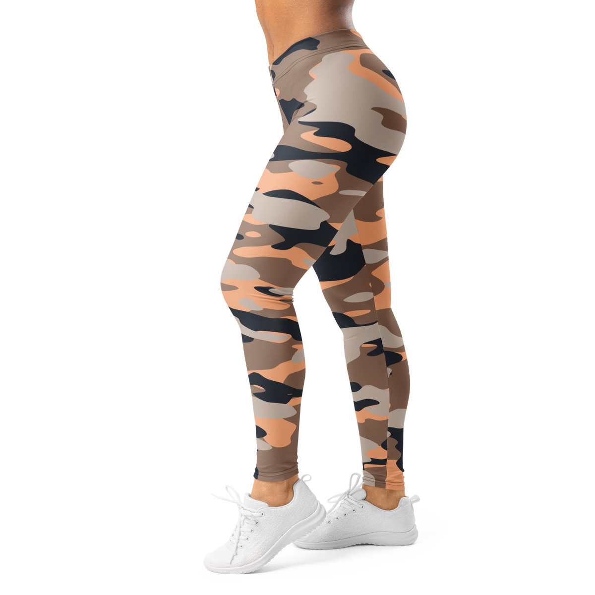 Gulf Flavour-Full camouflage mid-rise comfort leggings, left-side view.