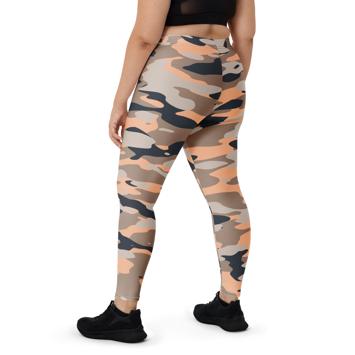 Gulf Flavour-Full camouflage mid-rise comfort leggings, oversize-fit back view.