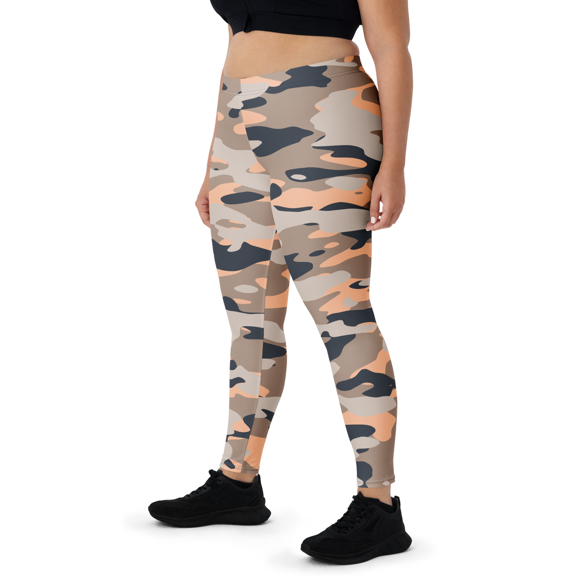 Gulf Flavour-Full camouflage mid-rise comfort leggings, oversize-fit front view.
