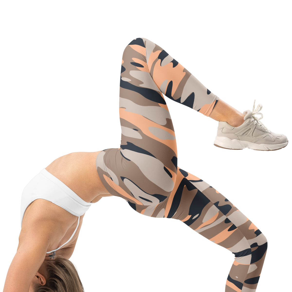 Gulf Flavour-Full camouflage mid-rise comfort leggings, right-side view.