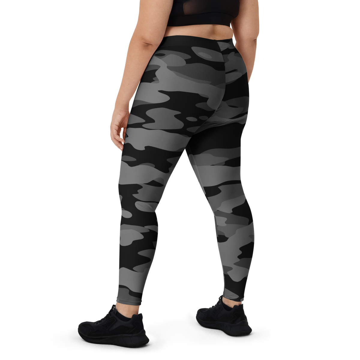 Gulf Greyscale camouflage mid-rise comfort leggings, oversize-fit back view.