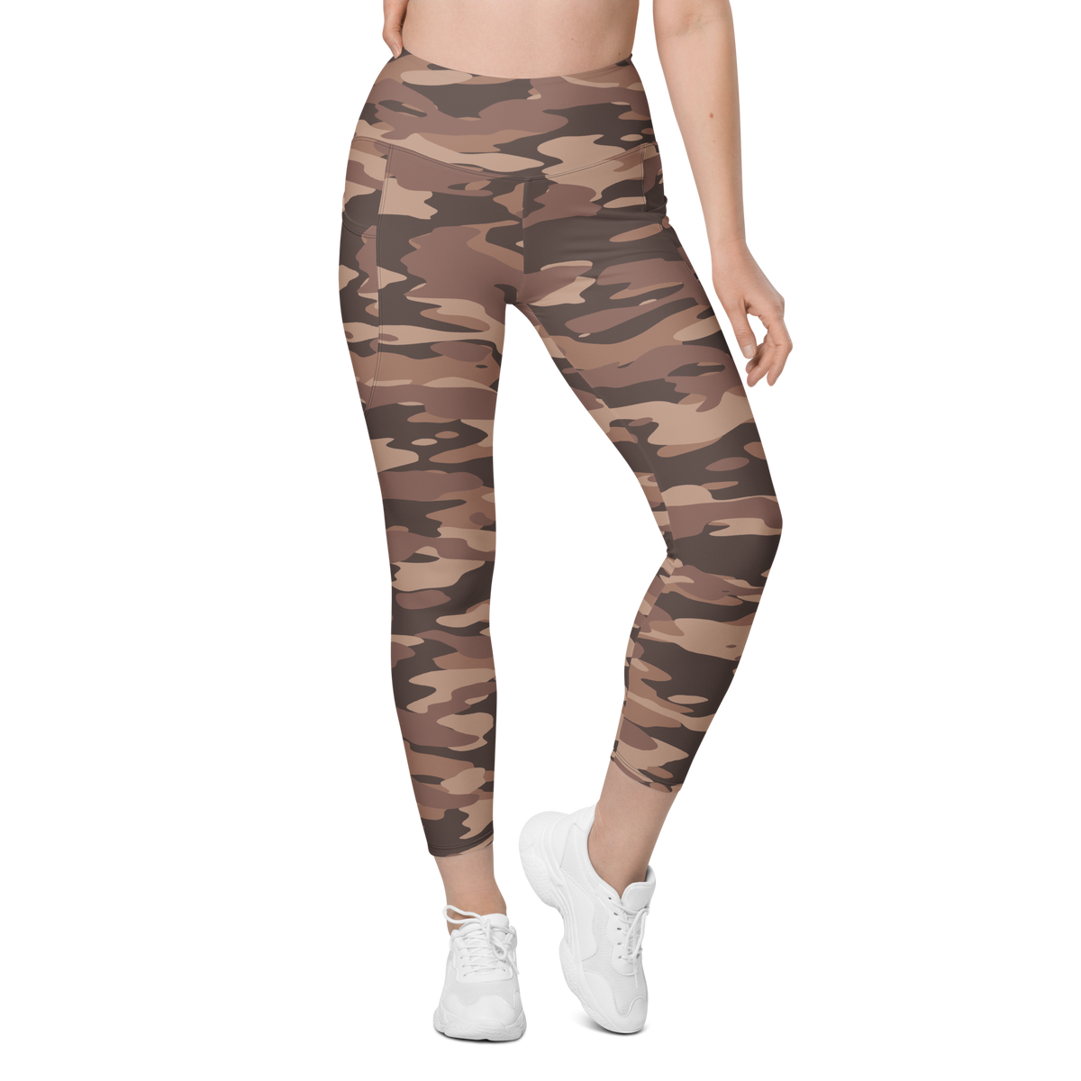Gulf · Mocha Mousse high-waisted pocket leggings, front view.