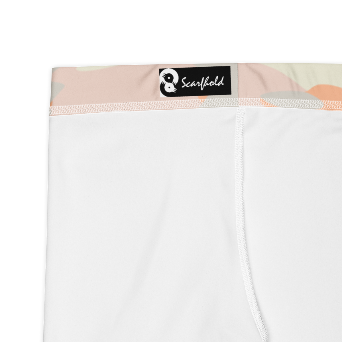 Gulf Peach Harmony camouflage mid-rise comfort leggings, fabric and construction details.