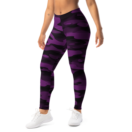 Gulf Relief Dahlia camouflage mid-rise comfort leggings, left-front view.
