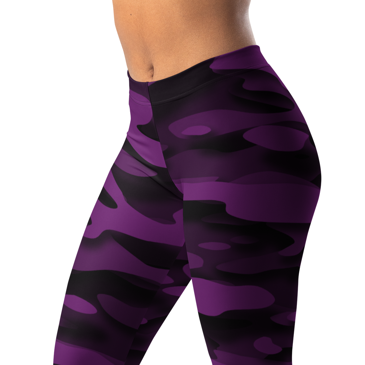 Gulf Relief Dahlia camouflage mid-rise comfort leggings, waistband and pattern detail.
