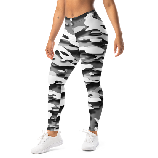 Gulf — Relief Greyscale comfort leggings, front view.