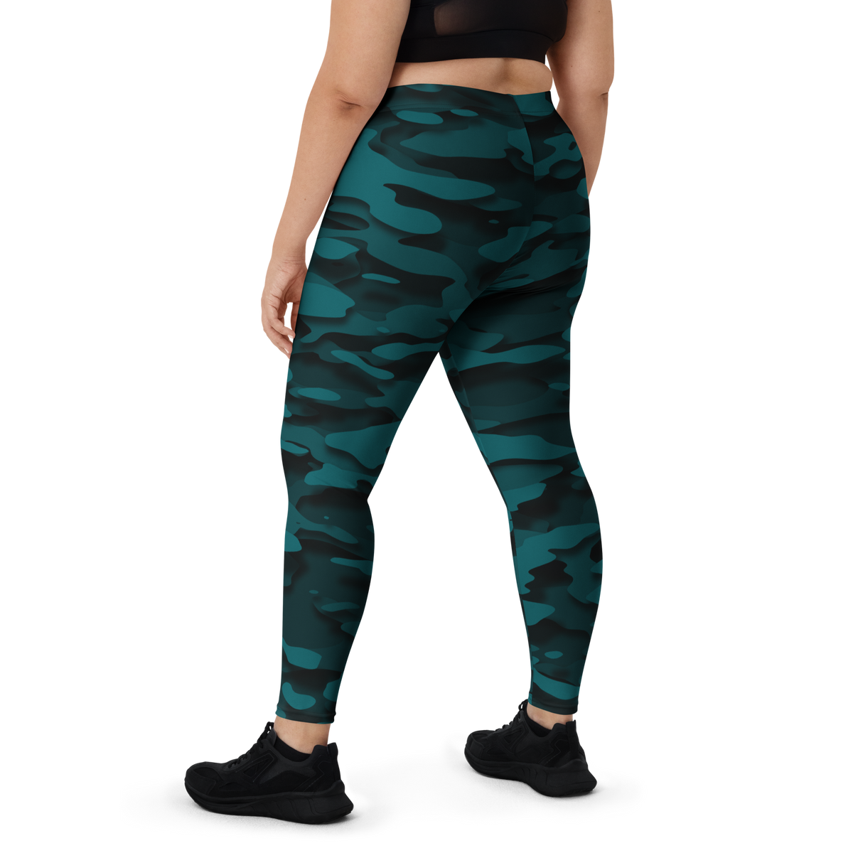 Gulf Relief Harbour Blue camouflage mid-rise comfort leggings, oversize-fit back view.