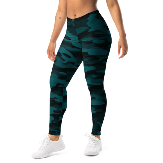 Gulf — Relief · Harbour Blue mid-rise everyday leggings, left-front view.