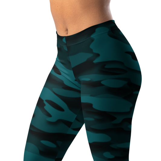 Gulf — Relief · Harbour Blue mid-rise everyday leggings, waistband and pattern detail.