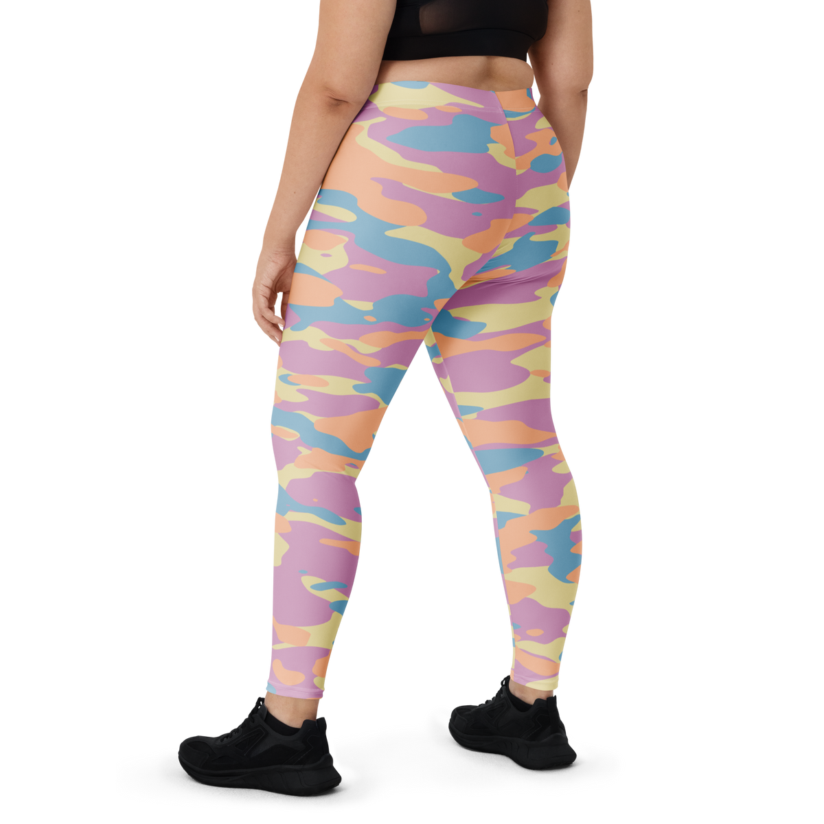 Gulf Spring Meadow camouflage mid-rise comfort leggings, oversize-fit back view.