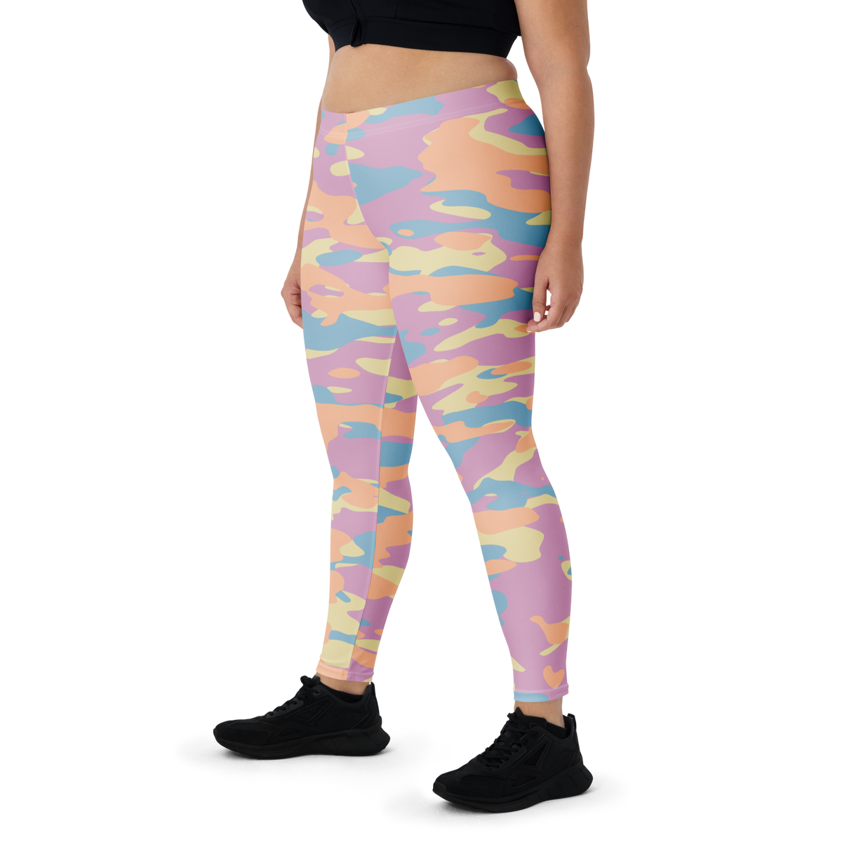 Gulf Spring Meadow camouflage mid-rise comfort leggings, oversize-fit front view.